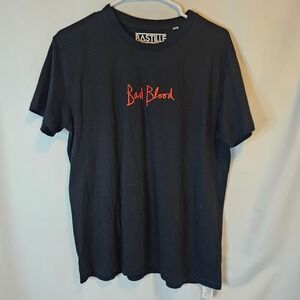 Bastille Bad Blood Band T-Shirt Black Organic Cotton Embroidered‎ Logo US Small